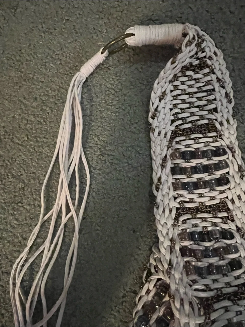 NWT Macrame Belt with Bronze Chain & Beads Details gorgeous